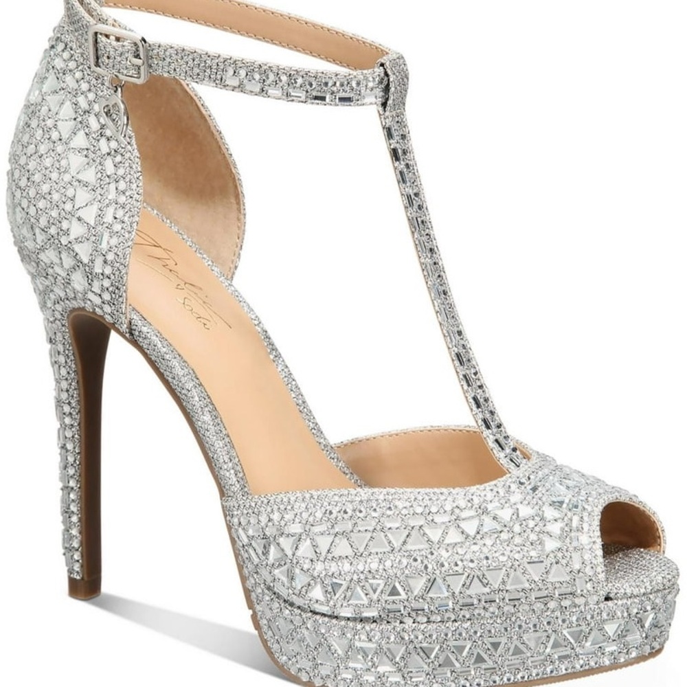 Thalia Sodi Silver Embellished Heels